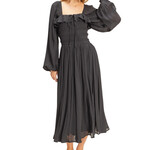 Black Smocked Bodice Dress with Frill Detail Black Smocked Bodice Dress with Frill Detail