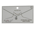 Tear Drop Allure CZ Stones Necklace White Gold Dipped Tear Drop Allure CZ Stones Necklace White Gold Dipped