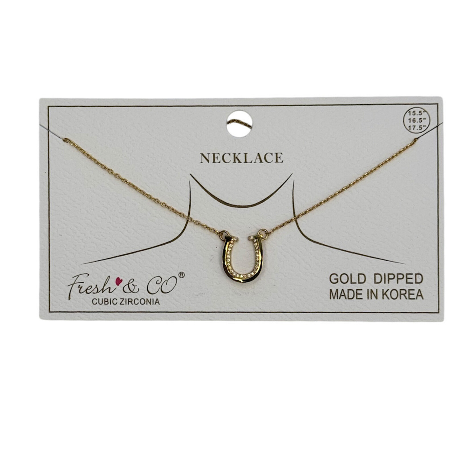 Horseshoe Necklace W/ CZ Stone Accent