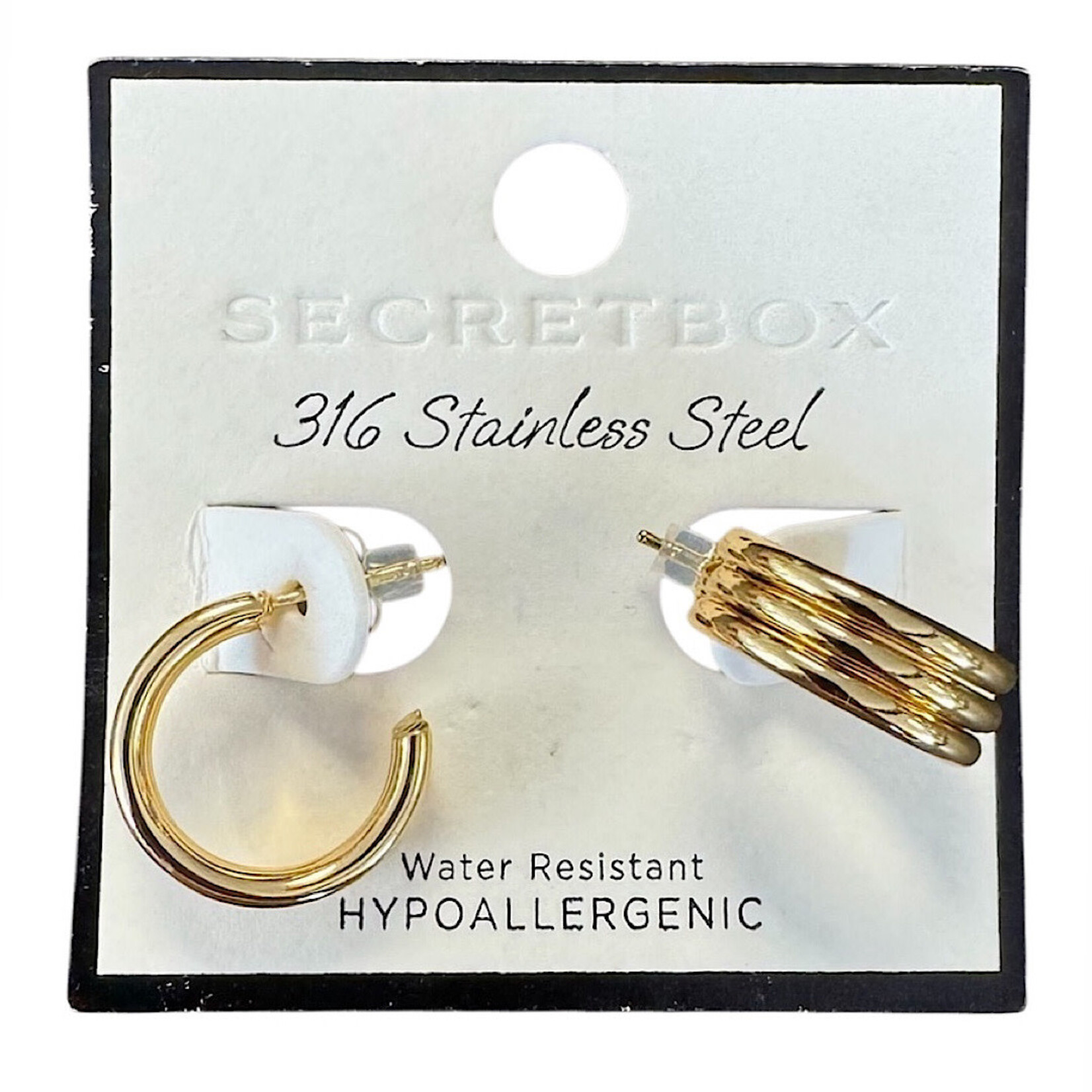 Gold Triple 316 Stainless Steel Hoop Earrings