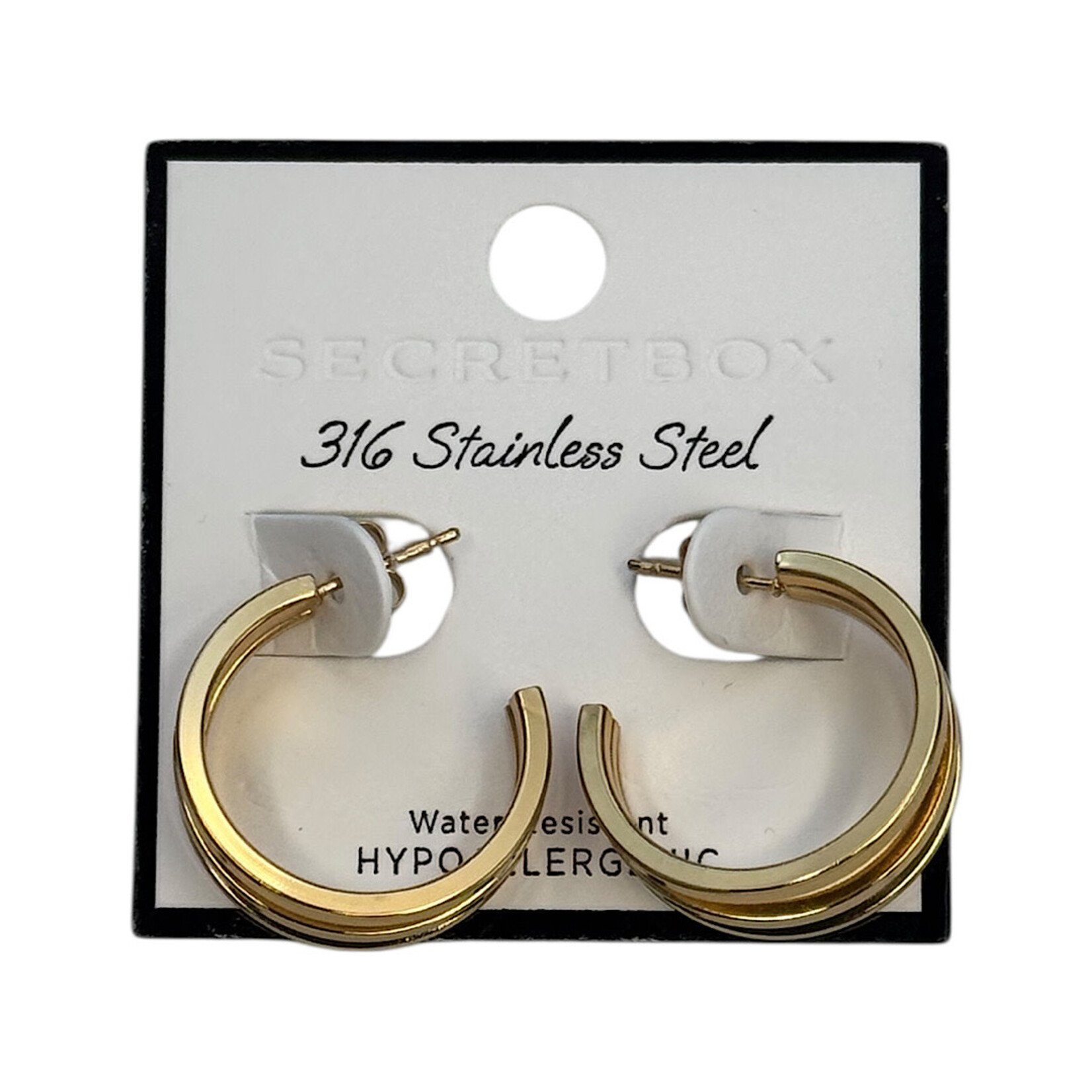 Gold Triple 316 Stainless Steel Hoop Earrings
