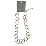 Euro Gold Oval Link Textured Chain Necklace