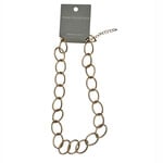 Gold Oval Link Textured Chain Necklace