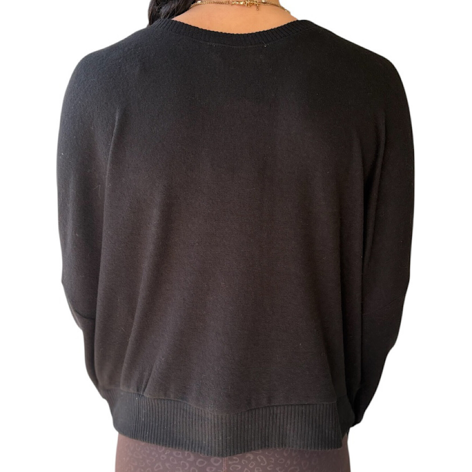 Black V-Neck Long Sleeve Top