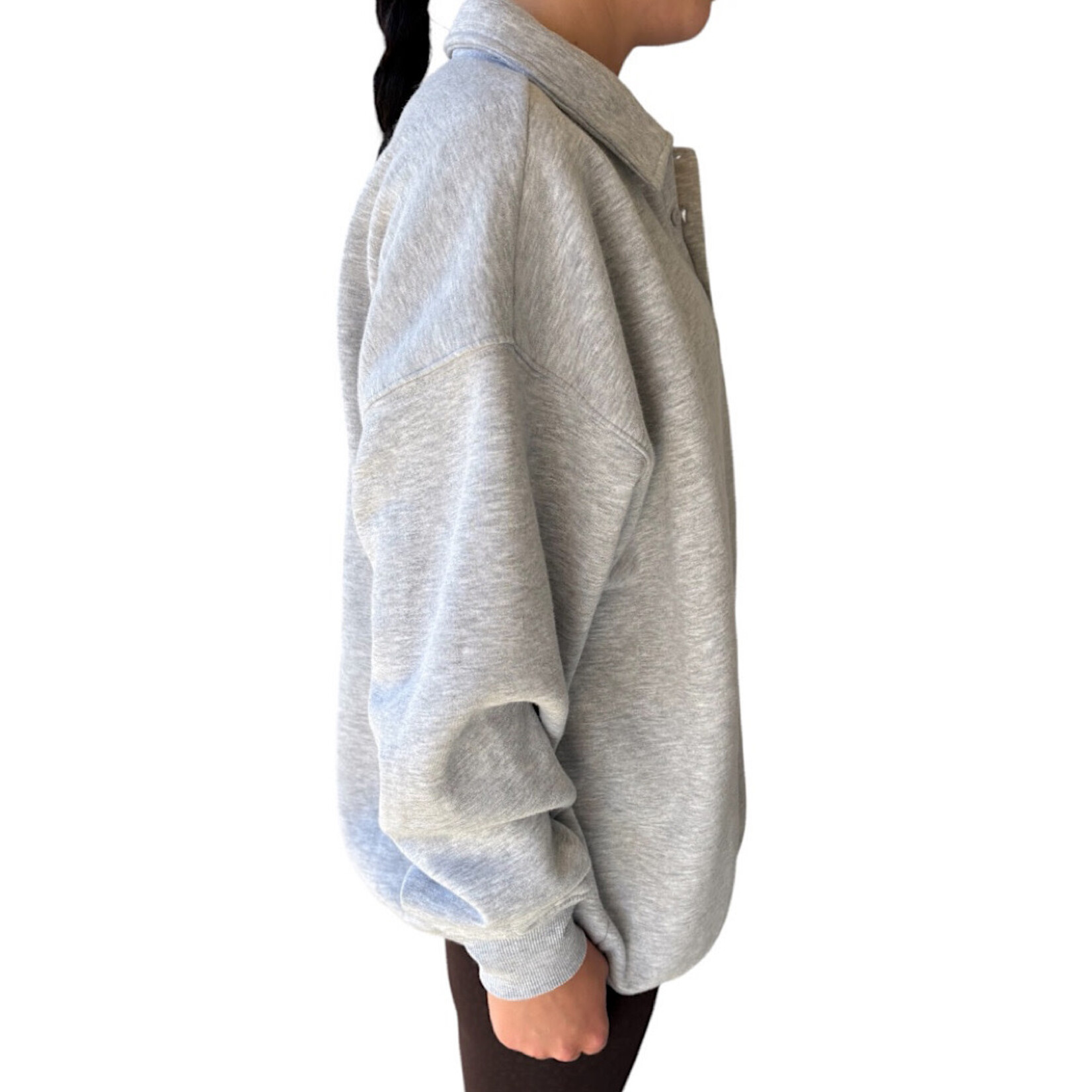 Heather Gray Polo Collared Pullover Sweater