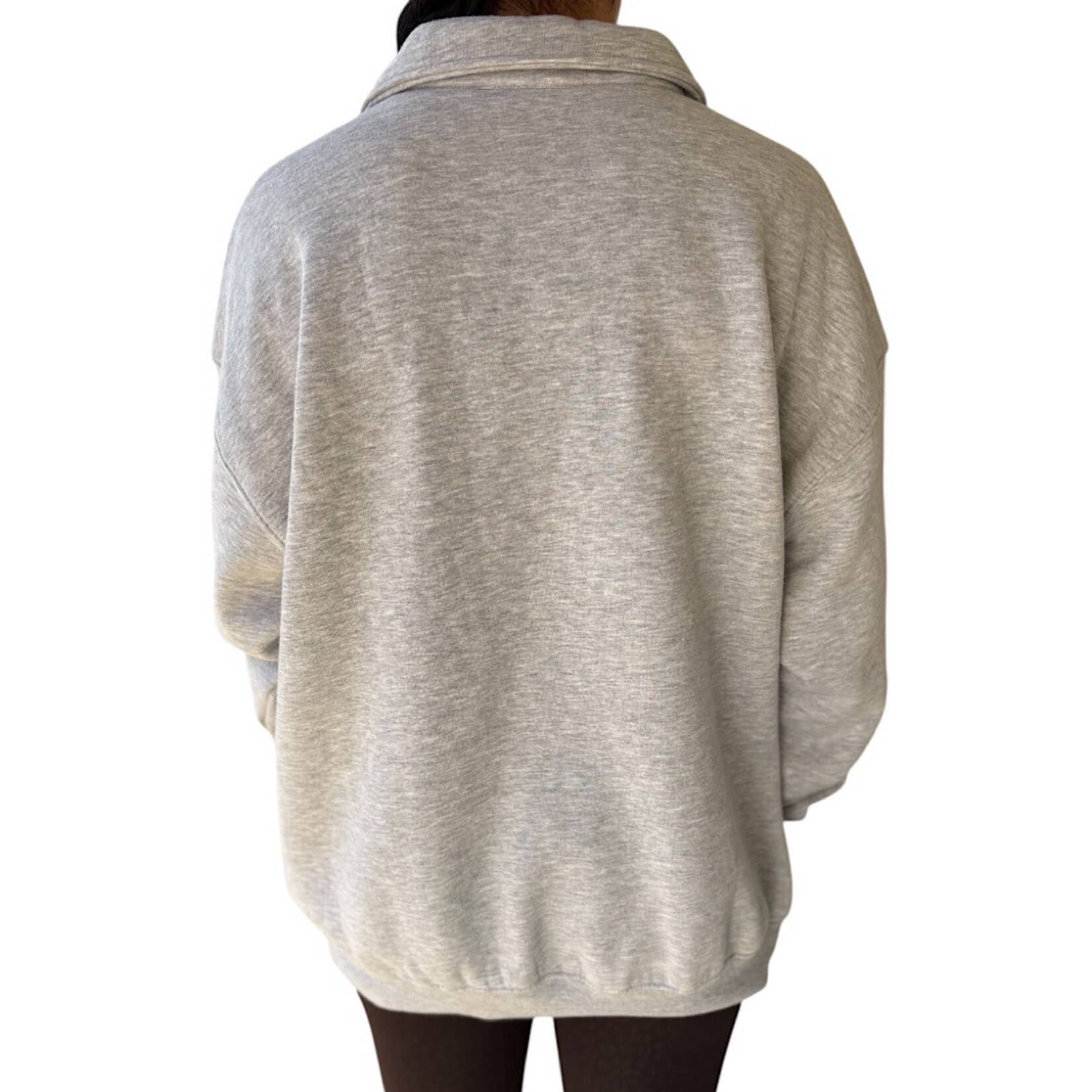 Heather Gray Polo Collared Pullover Sweater