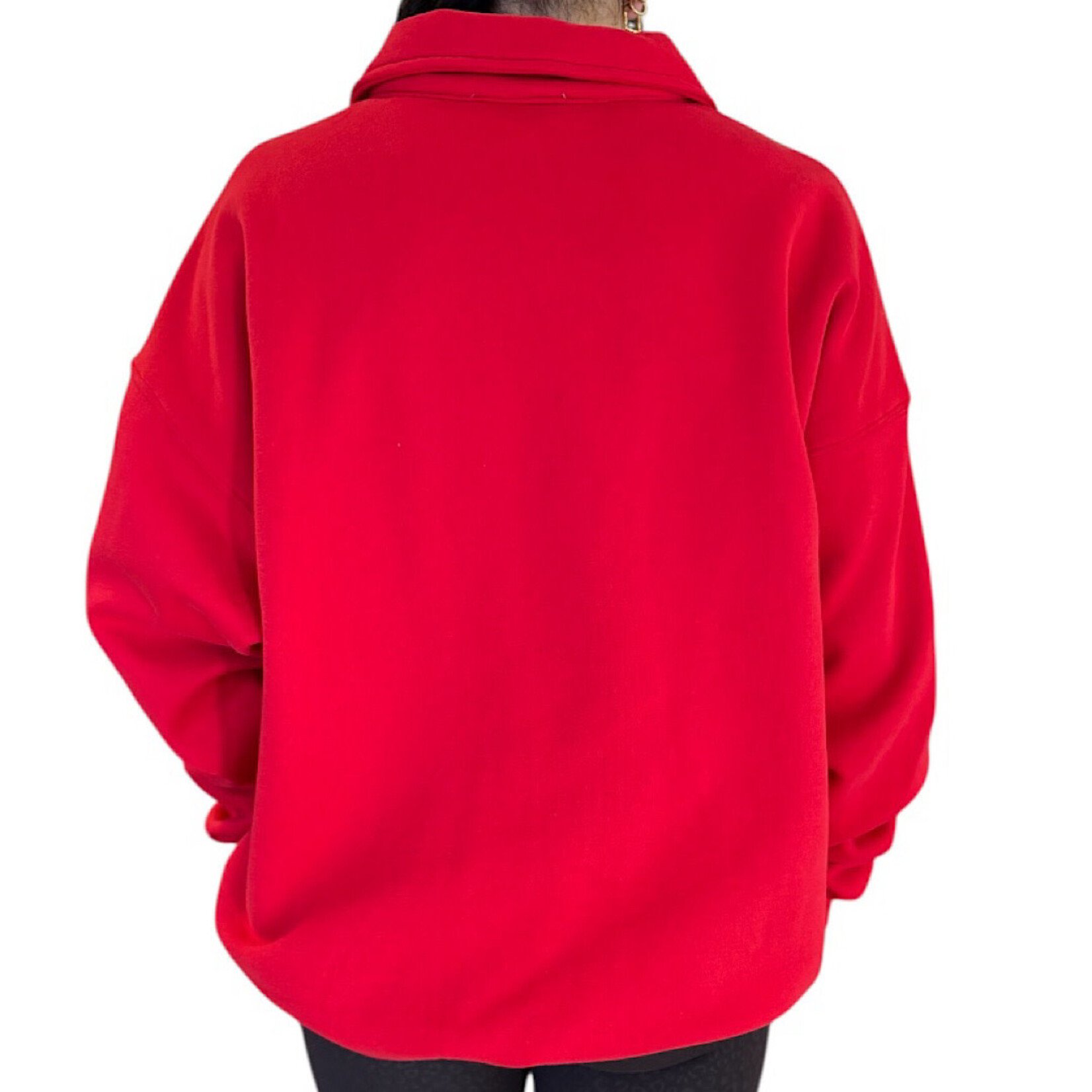 Red Polo Collared Pullover Sweater