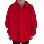 Red Polo Collared Pullover Sweater