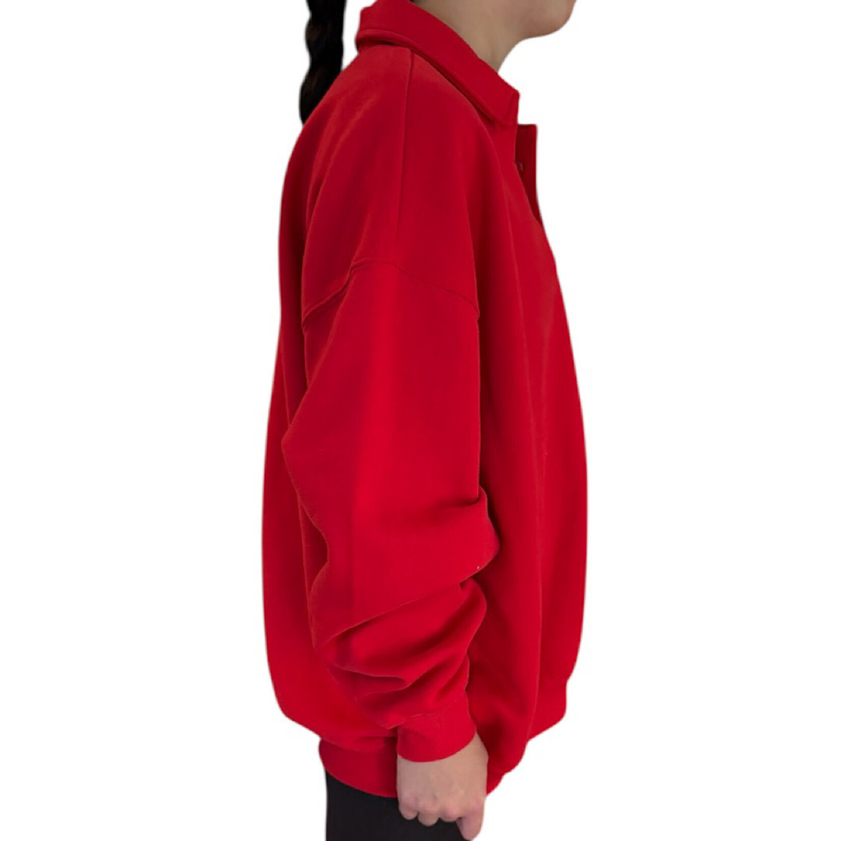 Red Polo Collared Pullover Sweater