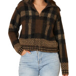 Brown Plaid Knit Zipper Jacket Brown Plaid Knit Zipper Jacket