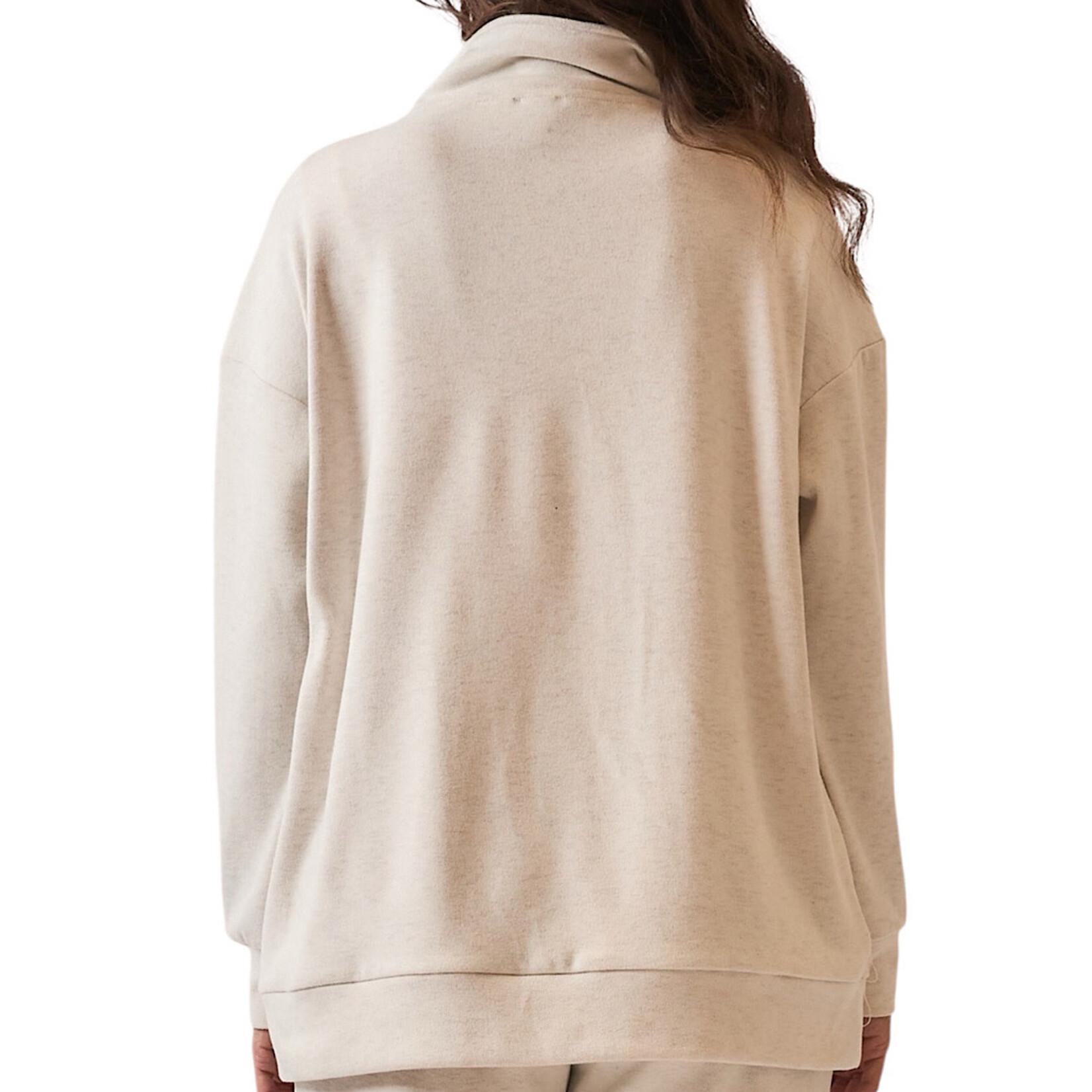 Natural French Terry High Neck Zip Up Sweatshirt