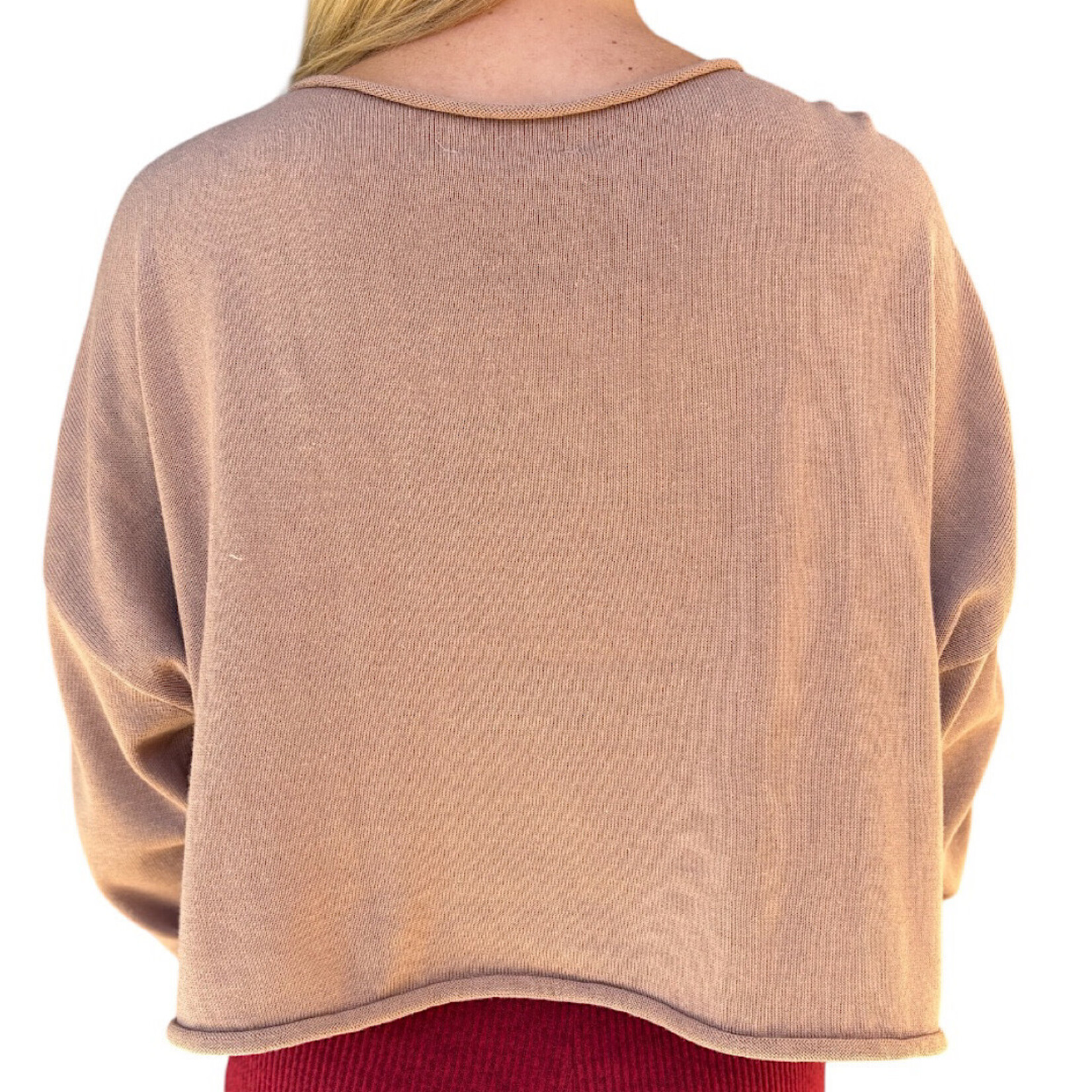 Dark Taupe Wide Neck Drop Shoulder Sweater