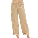RISEN PGA21167 High Rise Crop Barrel Corduroy Pant RISEN PGA21167 High Rise Crop Barrel Corduroy Pant