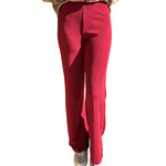 Red Ribbed Wide Leg Pants