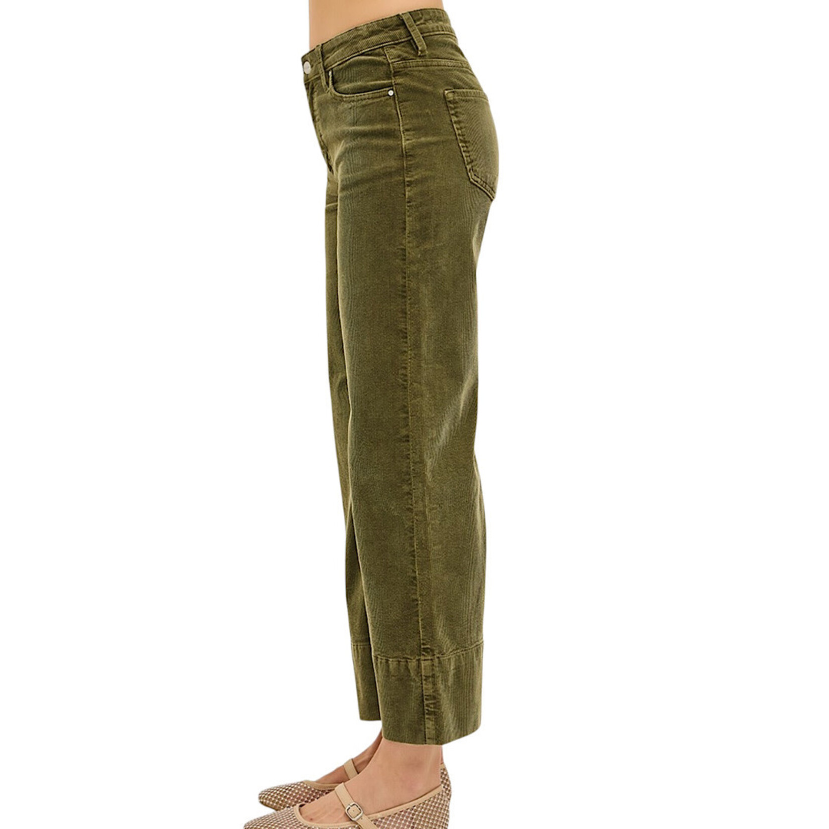 RISEN PWC21321 High Rise Crop Wide Corduroy Pant