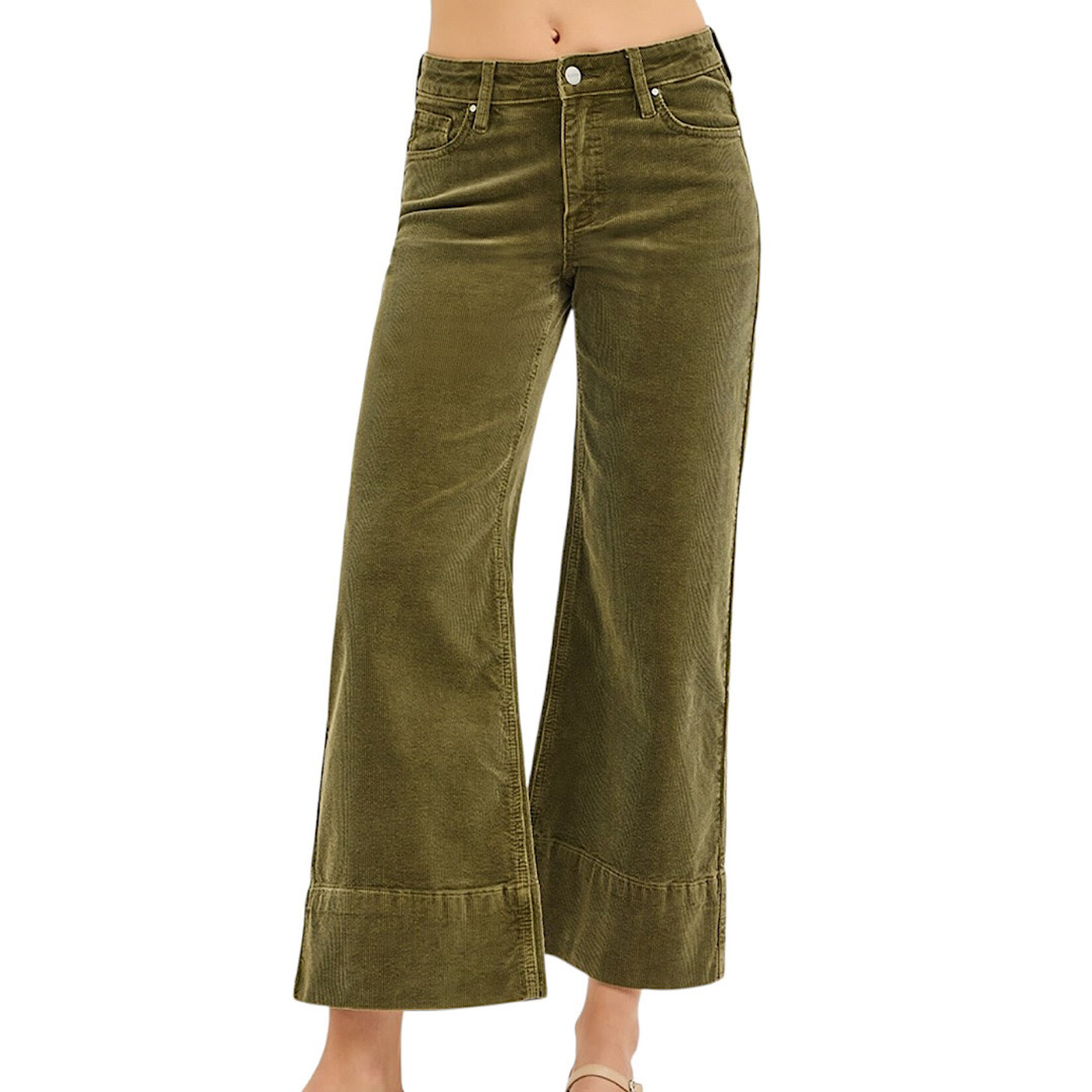 RISEN PWC21321 High Rise Crop Wide Corduroy Pant