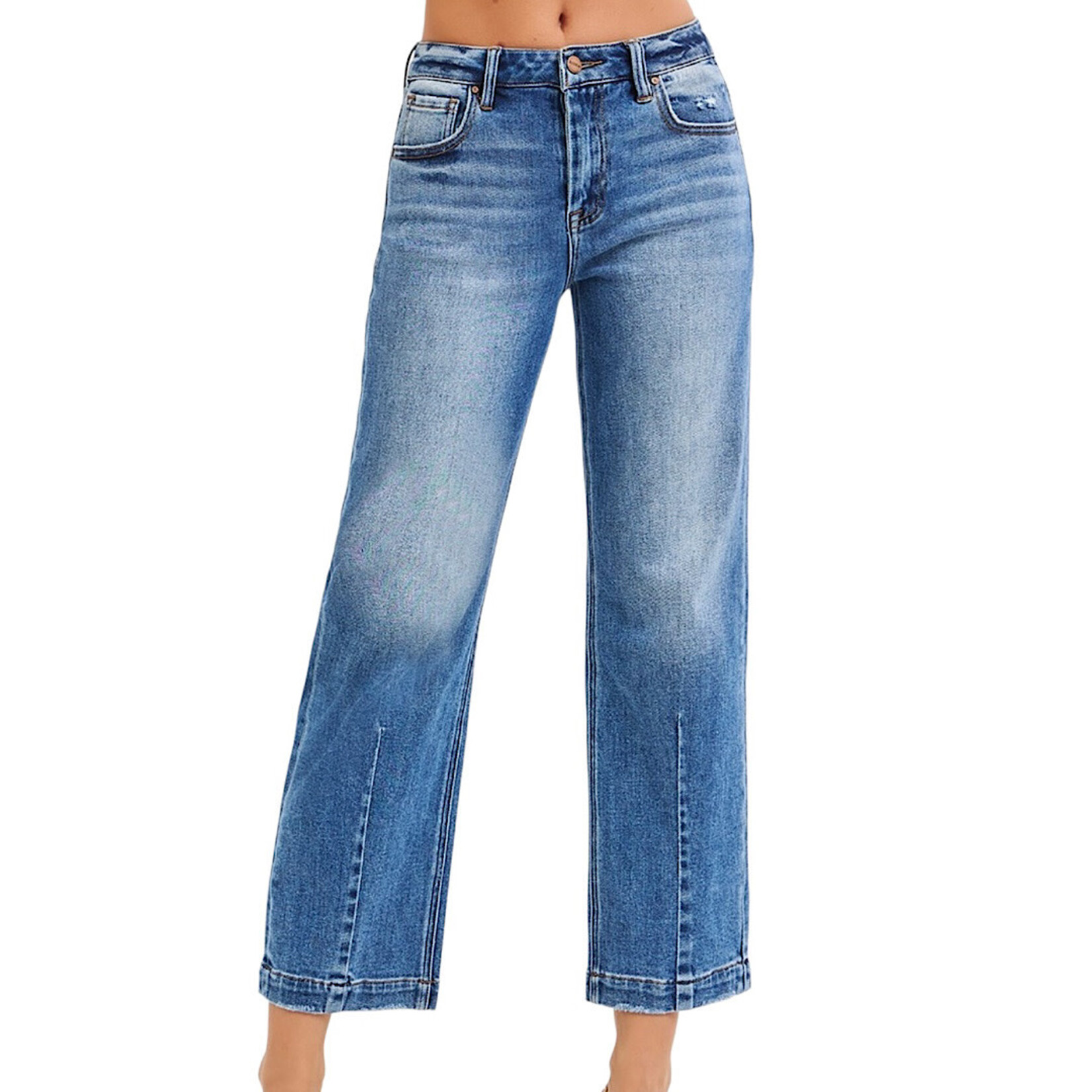 RISEN PGC21452 High Rise Crop Boyfriend Tapered Jean