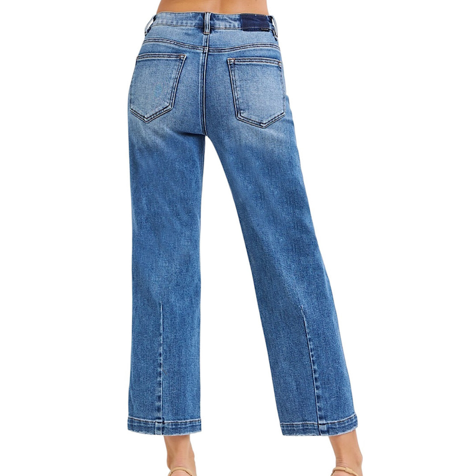 RISEN PGC21452 High Rise Crop Boyfriend Tapered Jean