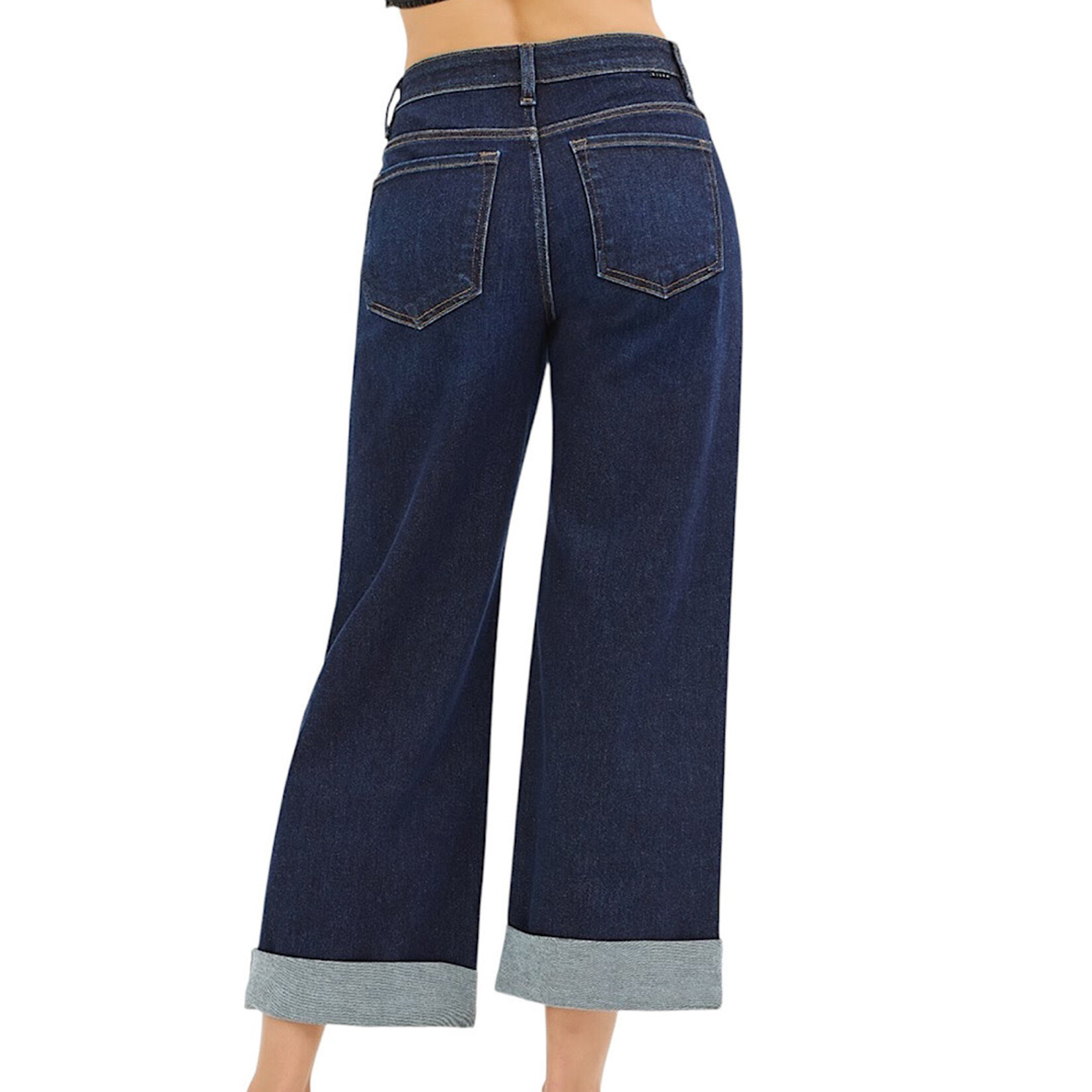 RISEN PWC21182 Slouchy Cropped Wide Jean W/Cuffed Hem