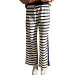 Navy Drawstring Waist Stripe Pants