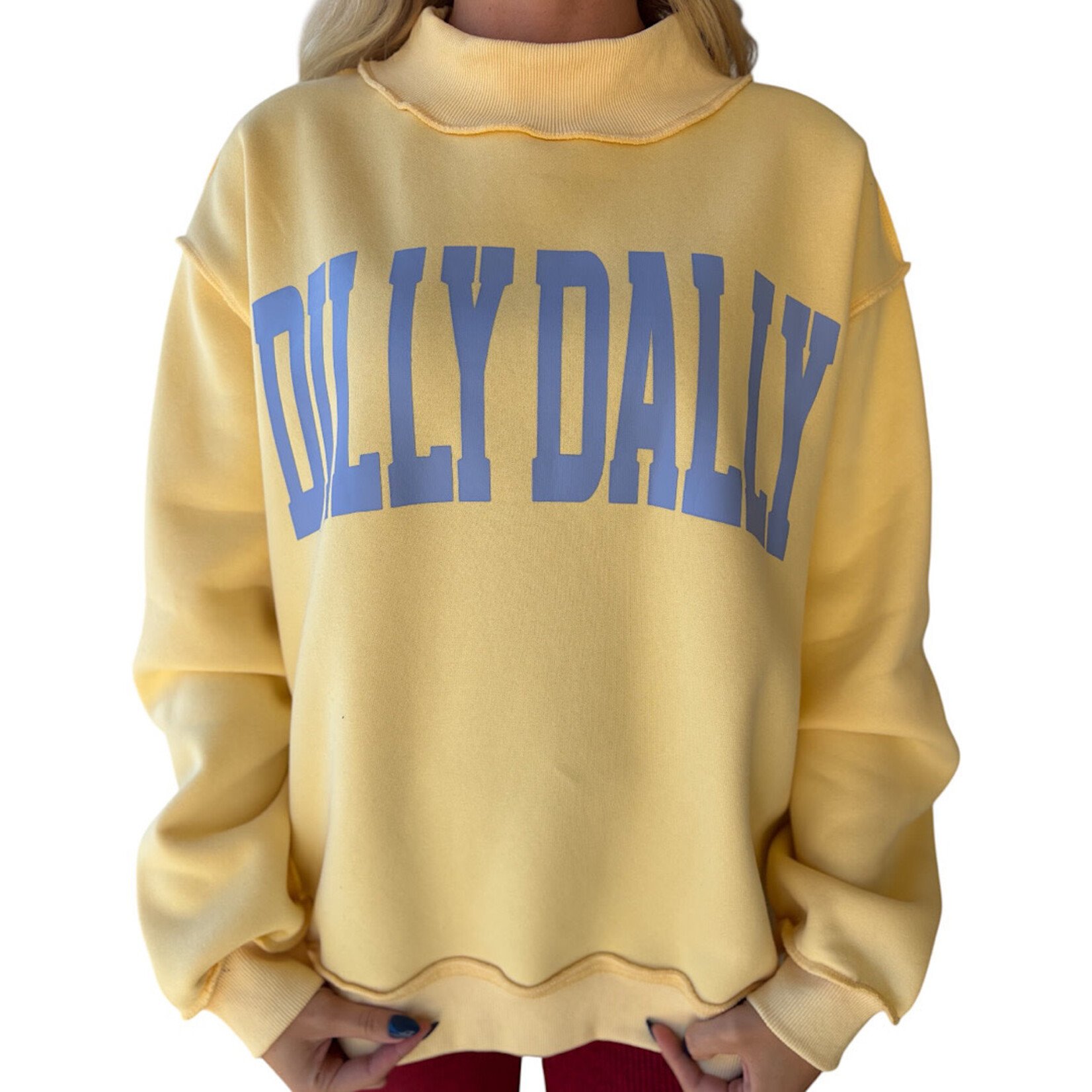 Yellow Dilly Dally Mock Neck Sweatshirt