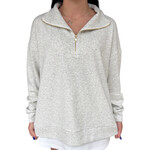 Natural French Terry High Neck Zip Up Sweatshirt