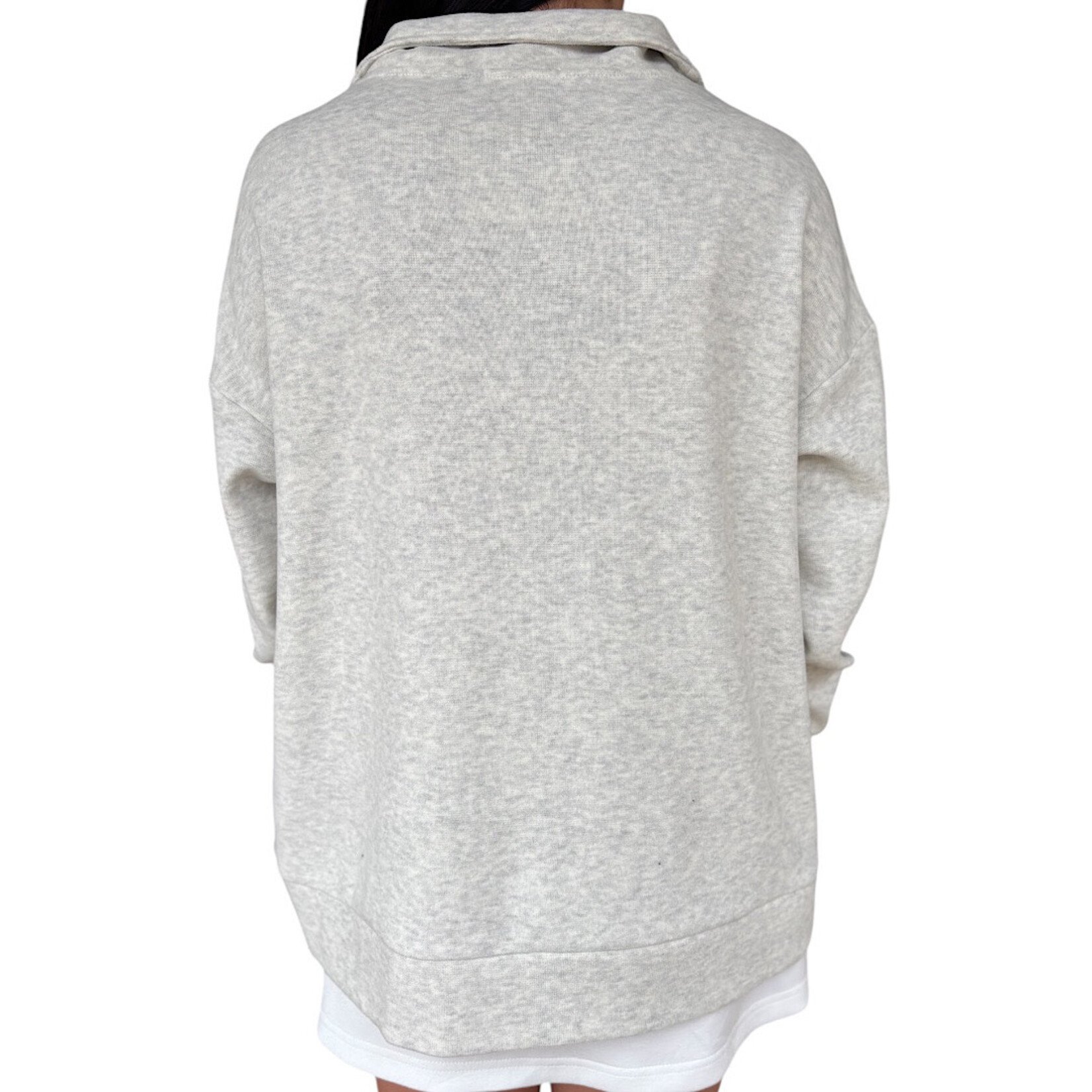 Natural French Terry High Neck Zip Up Sweatshirt