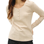 Oatmeal Thermal Henley Neck Top