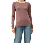 Chocolate Lightweight Round Neck Sweater with Side Slits