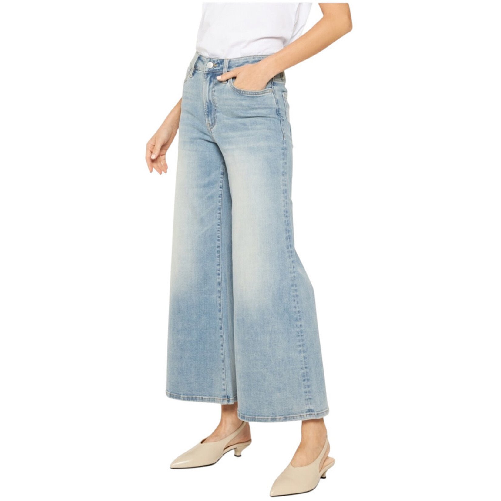 Mica Denim MICA MDP-W3377-A High Rise Super Wide Leg W/Palazzo Crop