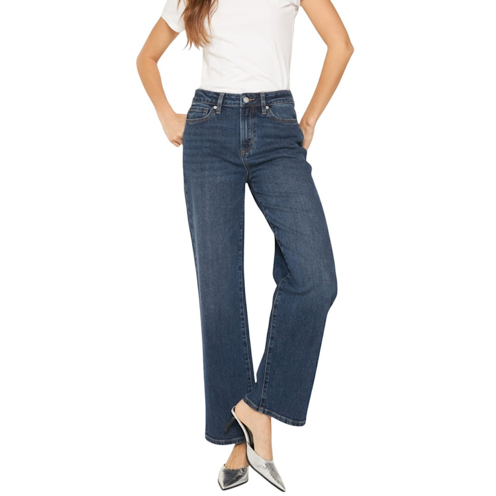 Mica Denim MICA MDP-T3445-B High Rise Loose Fit Straight Leg