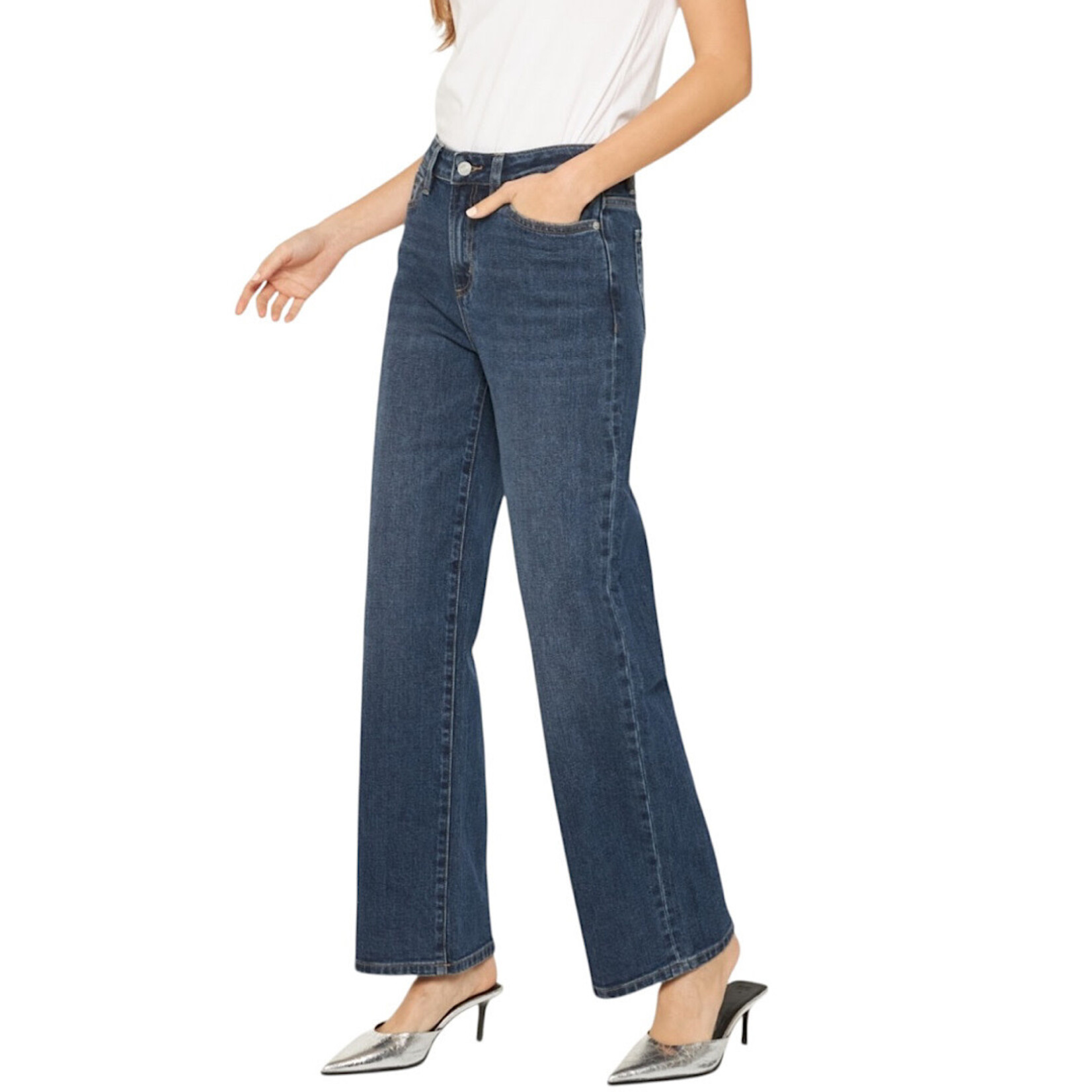 Mica Denim MICA MDP-T3445-B High Rise Loose Fit Straight Leg