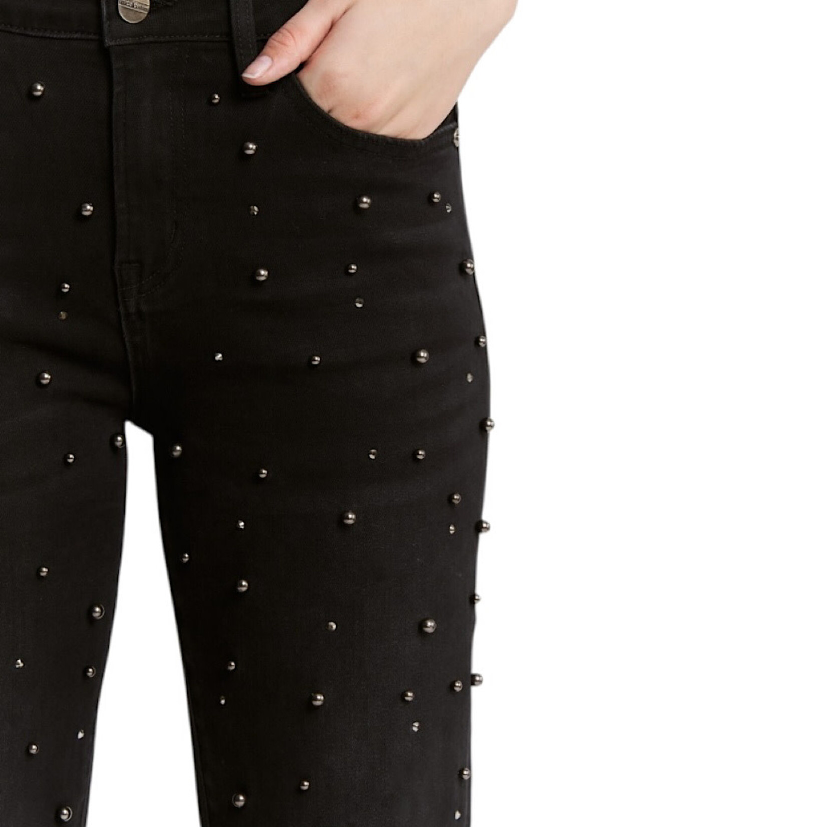 Mica Denim MICA MDP-T3653 High Rise Black Straight W/Embellished Jean