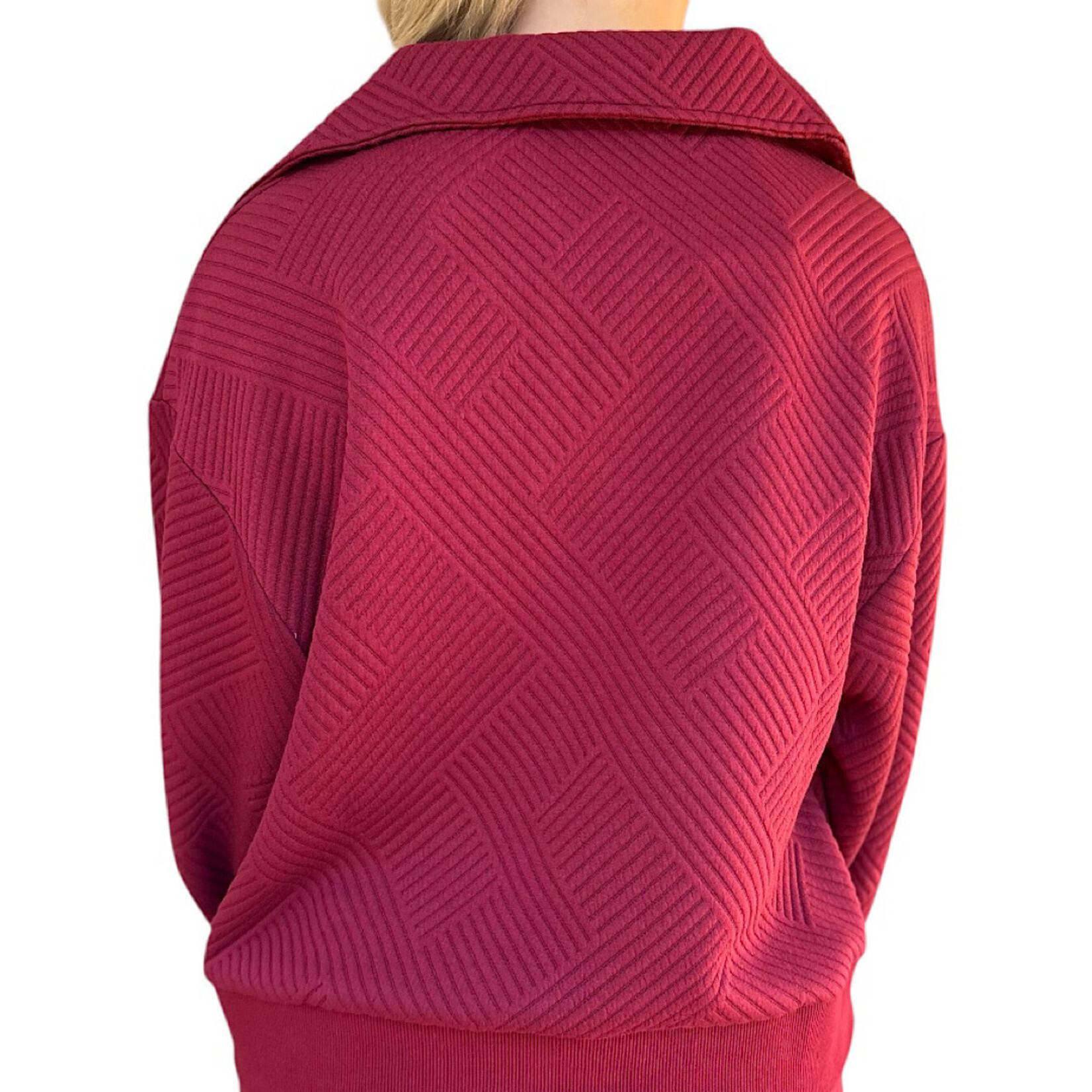 Wine Textured Knit Casual Comfy Top & Pants Set