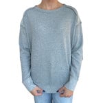 Heather Gray Mineral Washed Elbow Patch Contrast Knit Top