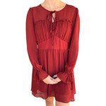 Brick Ruffle & Bow Detail Mini Woven Dress