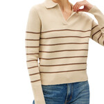 Brown Collared Stripe Sweater Top