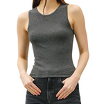 Charcoal Round Neck Cropped Tank