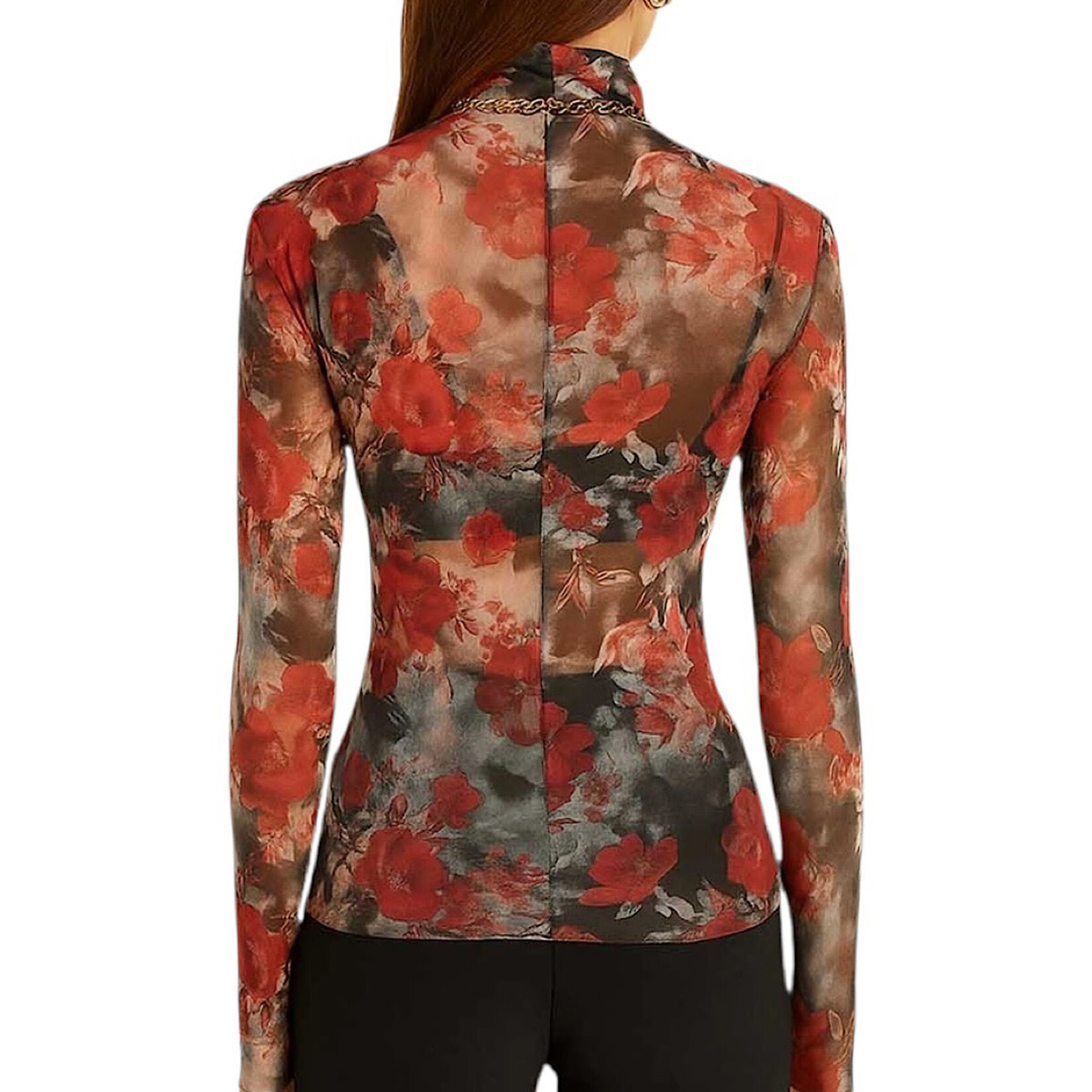 Black Floral Mesh Top