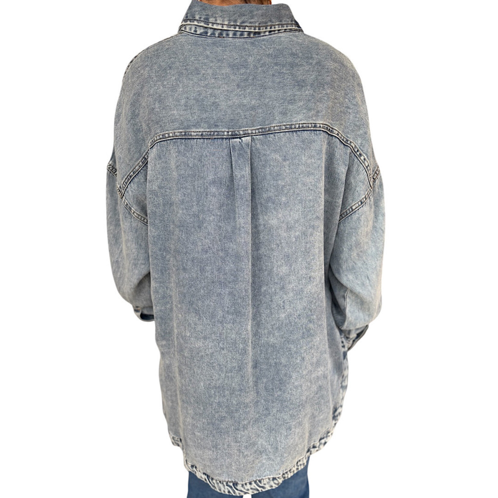 Chambray Washed Button Down Long Sleeve Shirt
