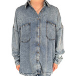 Chambray Washed Button Down Long Sleeve Shirt