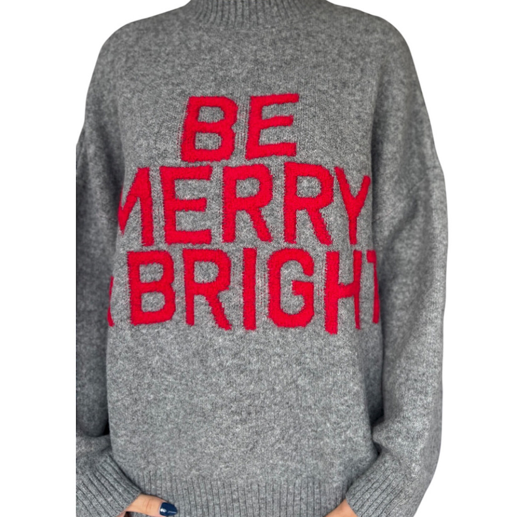 Charcoal Be Merry & Bright Crewneck Knit Pullover Sweater