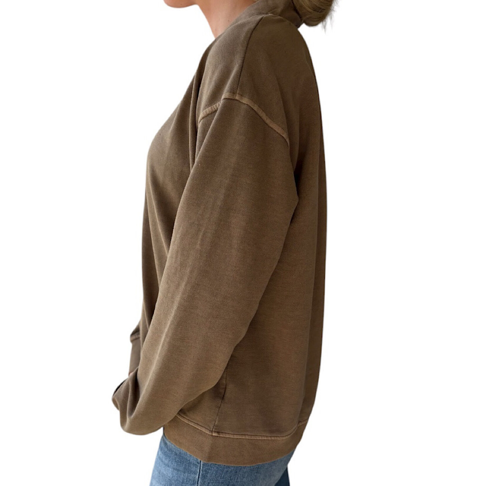 Brown Washed Detail Button Down Long Sleeve Cardigan