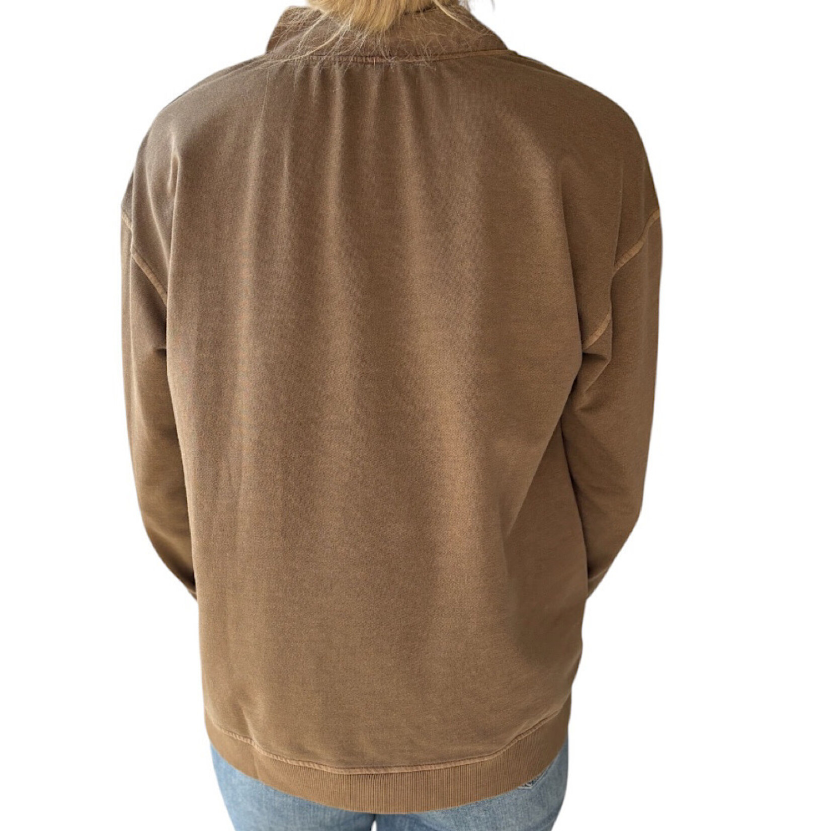 Brown Washed Detail Button Down Long Sleeve Cardigan