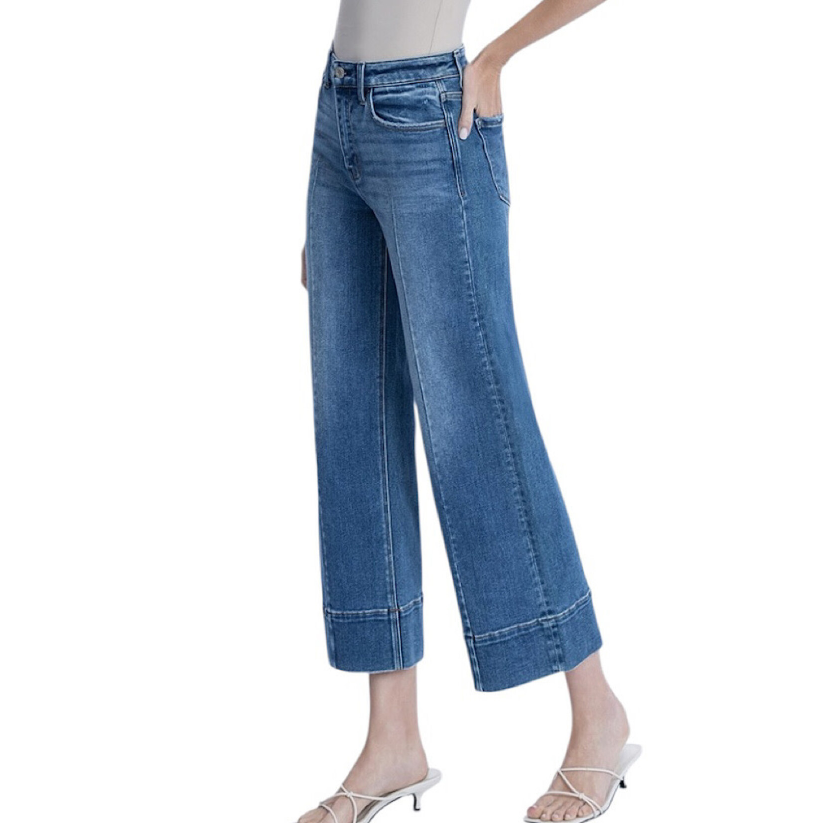 Vervet T6992 Golden Aura High Rise Ankle Wide Trouser