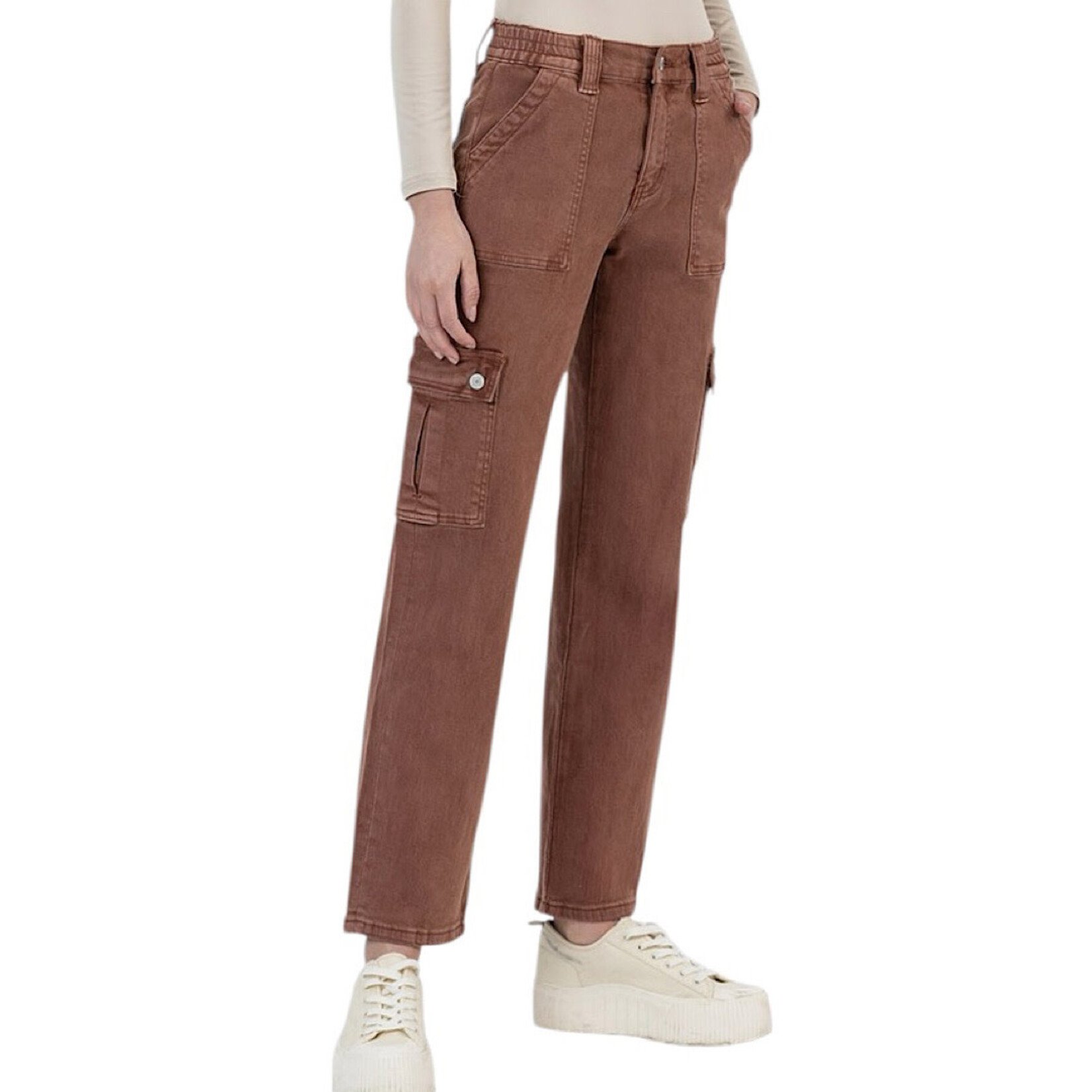 Vervet V3376RB Red Brick High Rise Straight With Cargo Pocket Detail