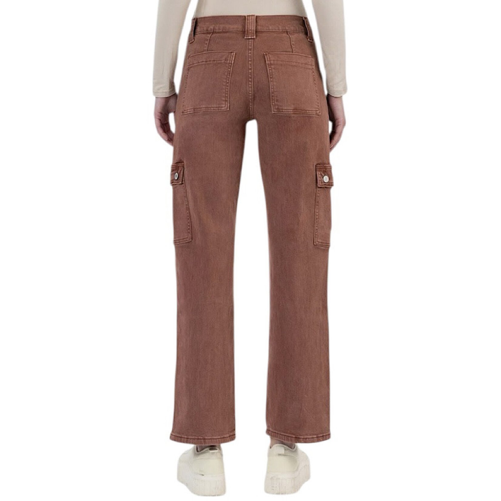 Vervet V3376RB Red Brick High Rise Straight With Cargo Pocket Detail