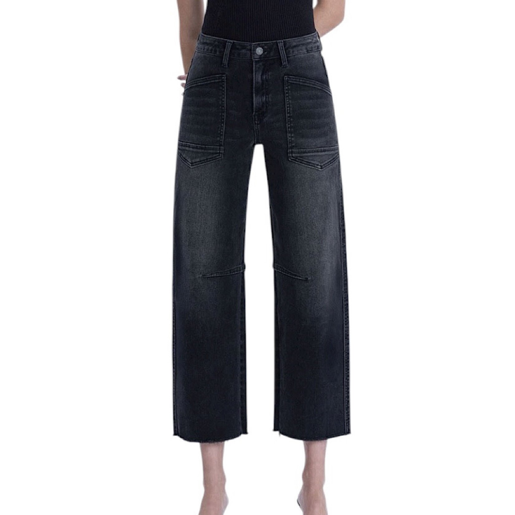 Vervet V3575BK Black Super High Rise Barrel Jeans