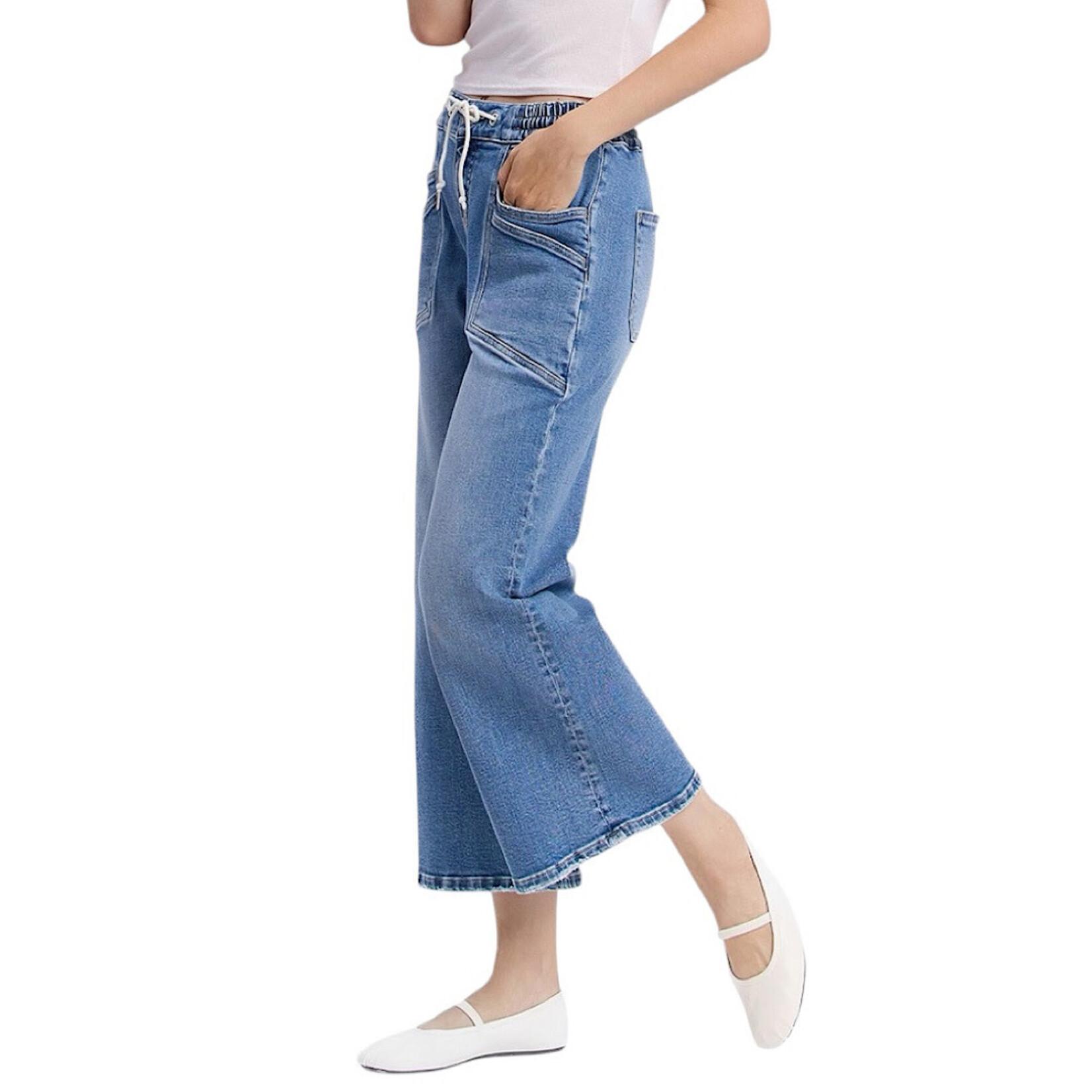 Vervet V3650 Reassure High Rise Drawstring Wide Leg Jean