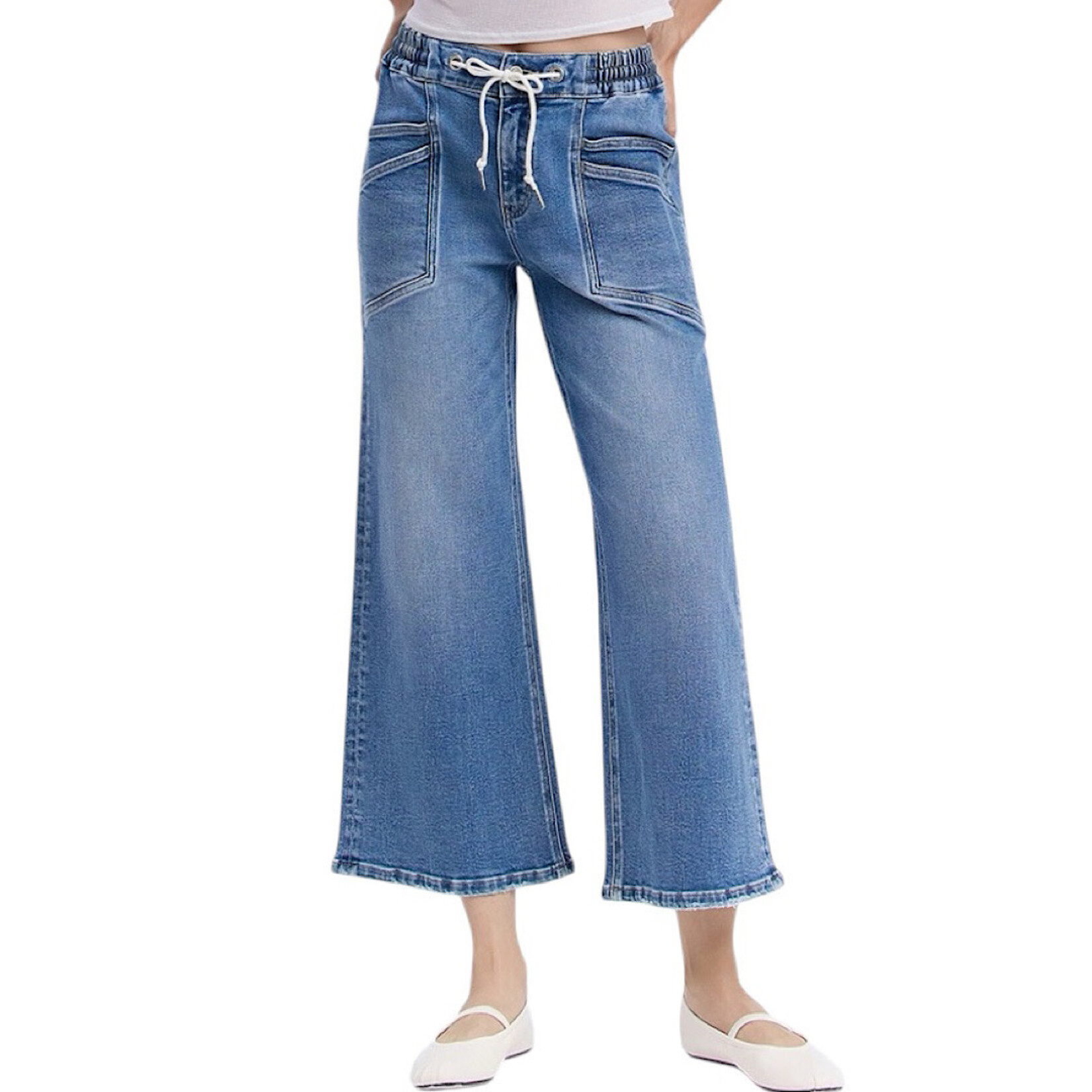 Vervet V3650 Reassure High Rise Drawstring Wide Leg Jean